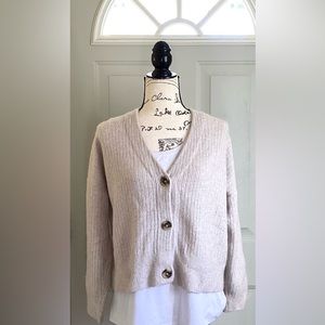 Madewell Light Taupe Cropped Cardigan Merino Wool and Alpaca Blend Size Small